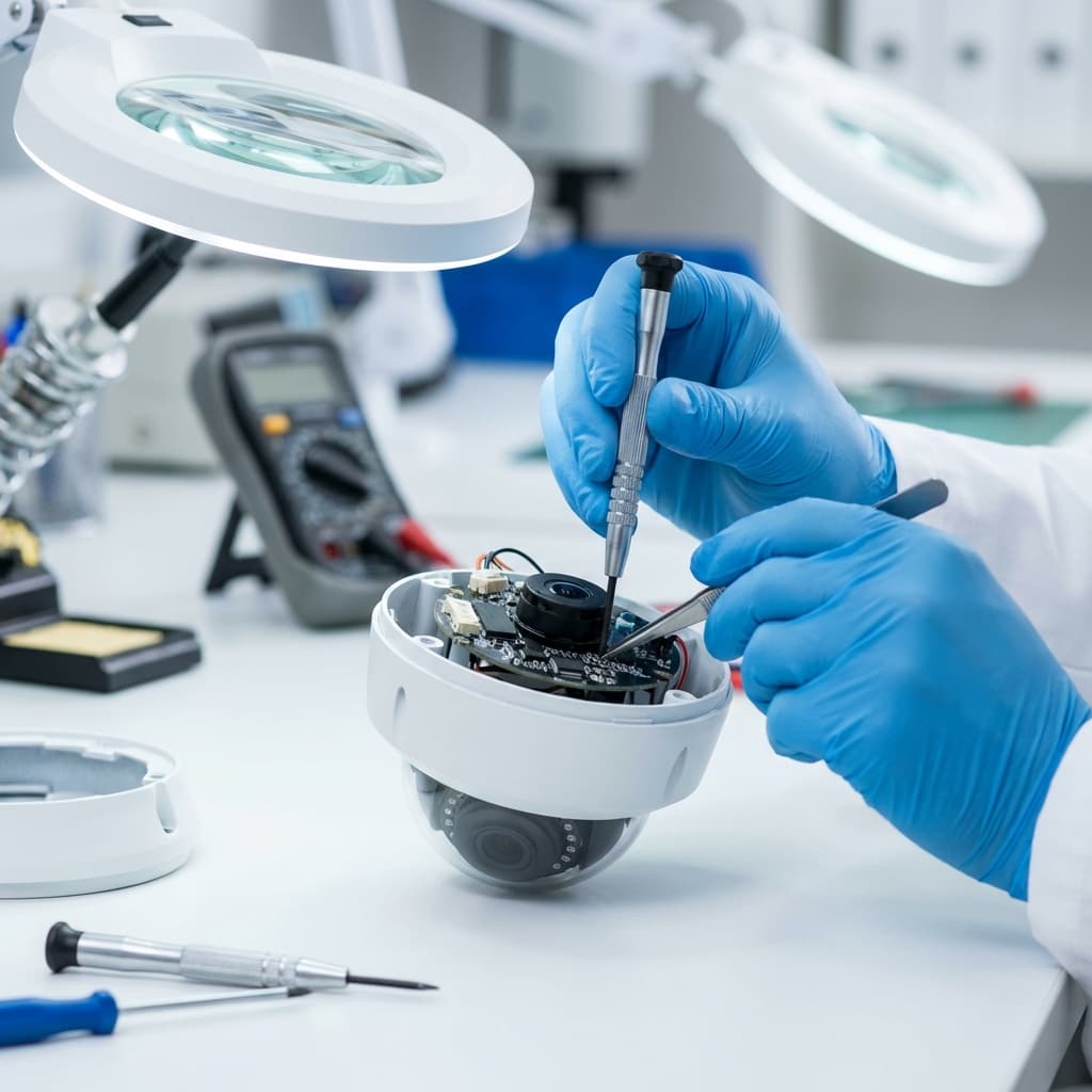 Technician Repairing Camera